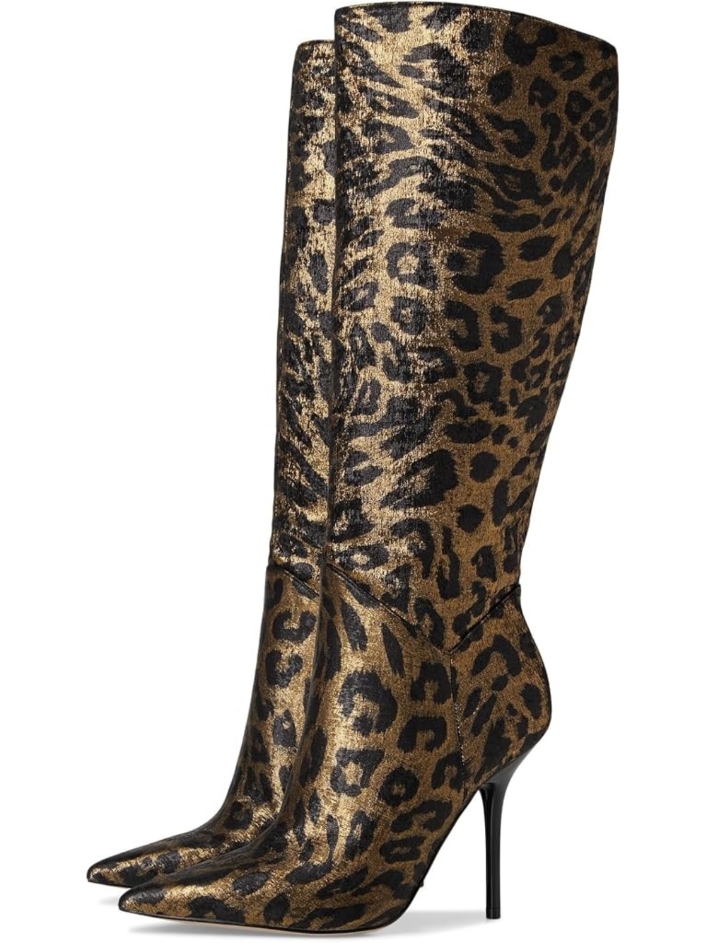 Jessica Simpson Metallic Gold and Black Leopard Knee-High Stiletto Boots7 M